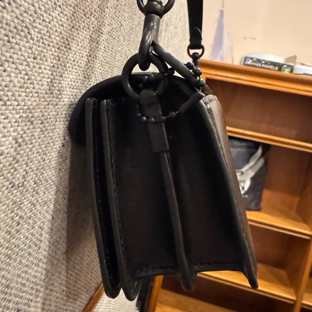 Coach Tabby Shoulder Bag 20 Black refined calf leather with signature canvas - Picture 7 of 15